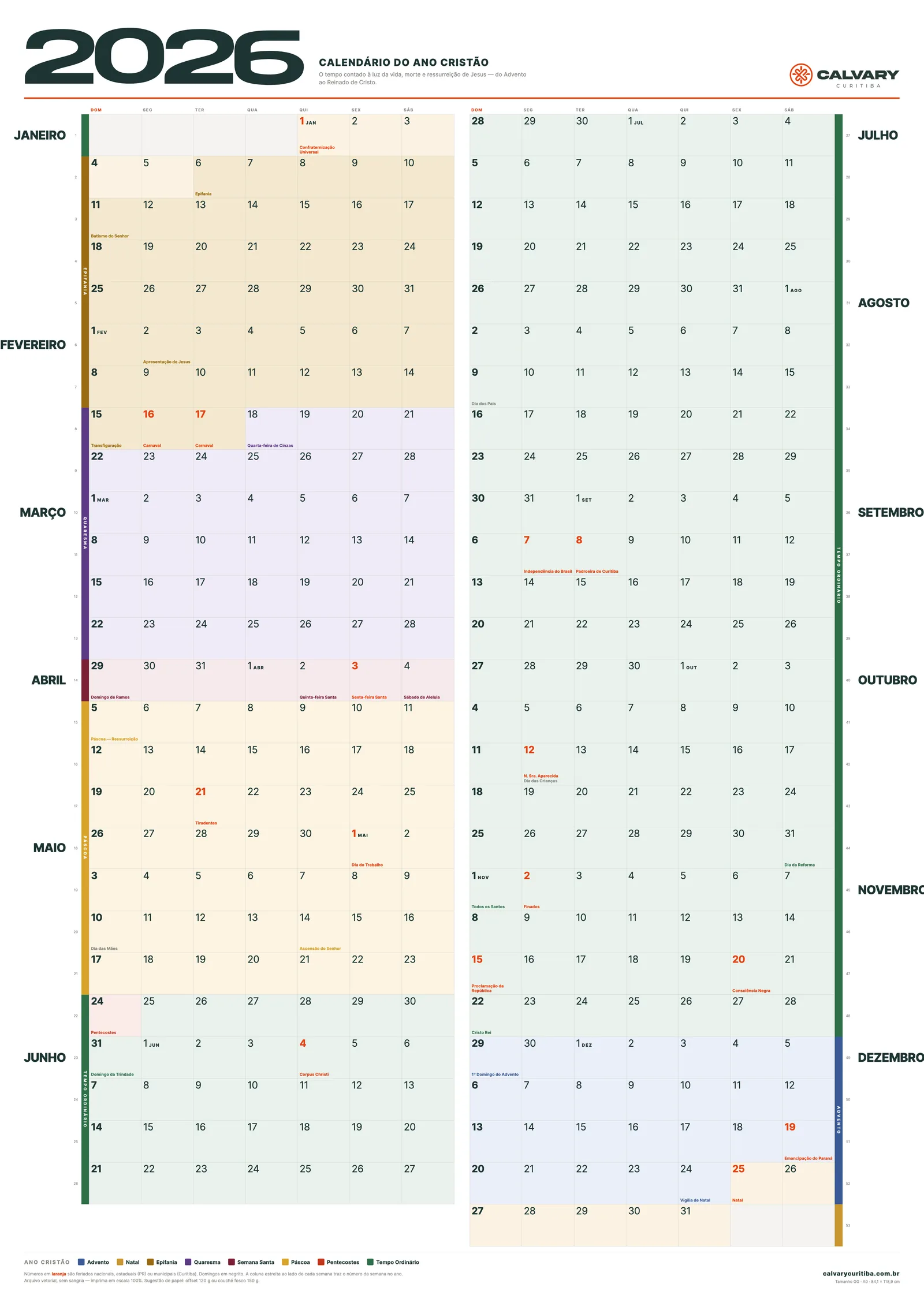 Calendário do Ano Cristão 2026